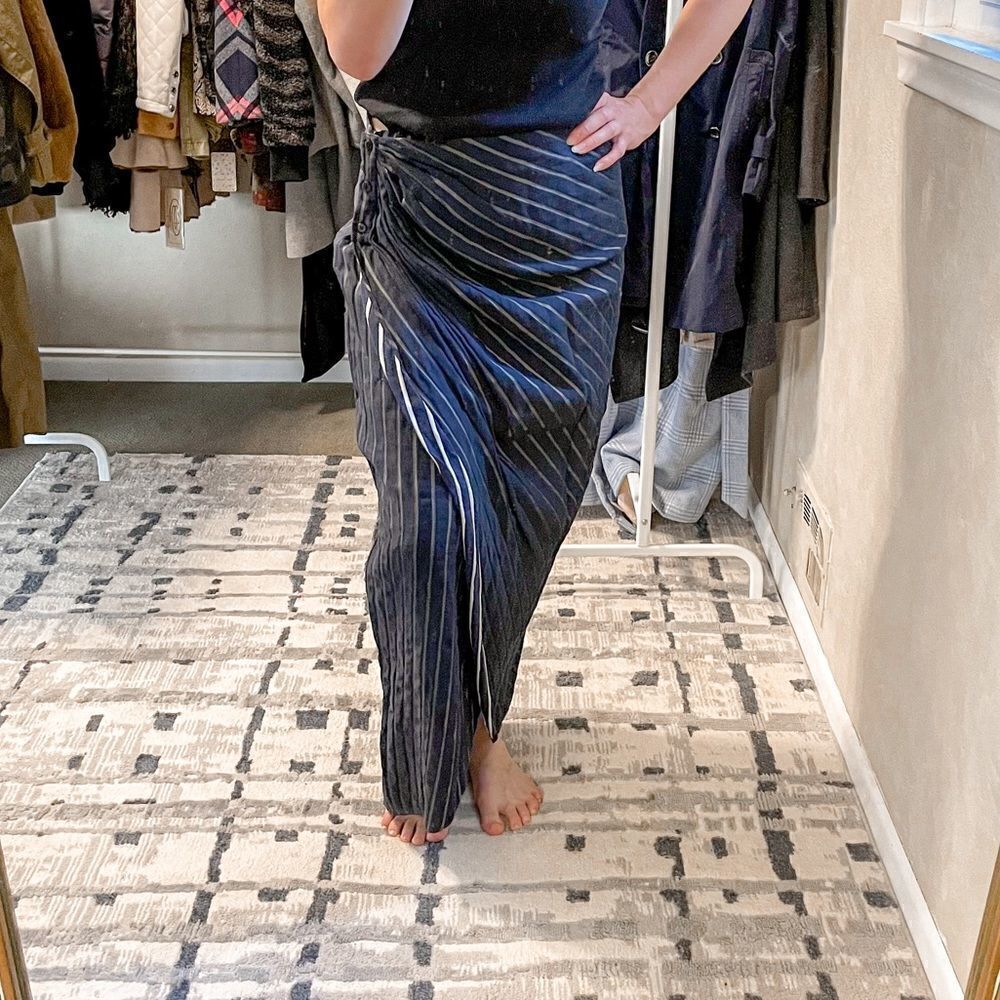 Kimora Lee Simons Striped Maxi Wrap Skirt Navy 6